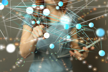 team work connection digital concept .