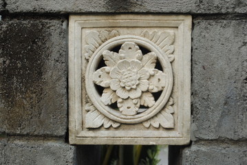 Flower Ornament of stone fence.  retro ornament 