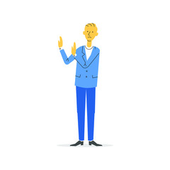 Cartoon character for presentation. Retro style animation businessman. Pose