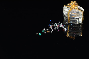 luxury gift box with jewelry on a black background