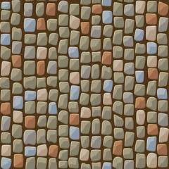 Seamless textured pattern of cobblestone paving of a park.