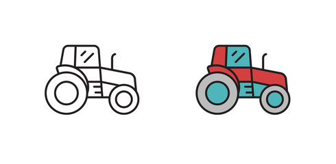 Tractor icon. Transport symbol on an isolated white background. 