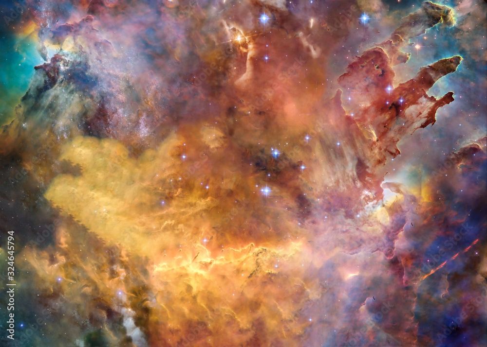 Wall mural star forming region somewhere in deep space near pillars of creation in bright colors.. science fict