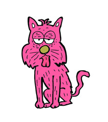 illustration of cat tired and tongue out. this is the vector.