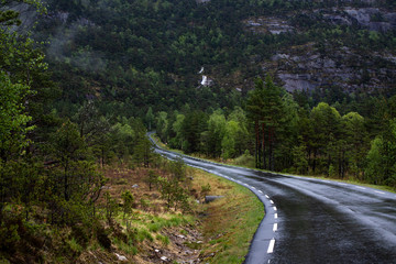 Fototapeta premium Wet road in the nature for hiking