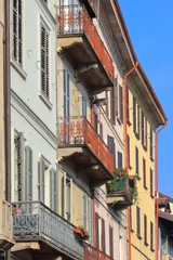 Naklejka premium historical colored buildings in pavia city in italy