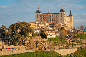 Fototapeta na wymiar Toledo - The Alcazar castle in morning light.