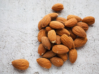 almonds on rustic background