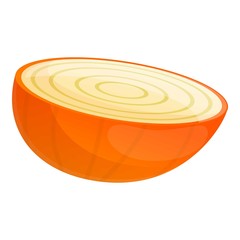 Half kitchen onion icon. Cartoon of half kitchen onion vector icon for web design isolated on white background