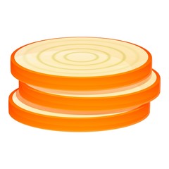 Cutted pieces of onion icon. Cartoon of cutted pieces of onion vector icon for web design isolated on white background