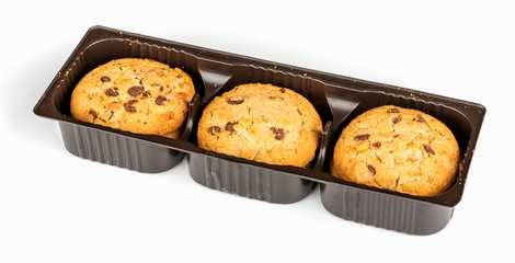 Chocolate cookies isolated on white background