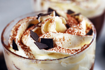 hot chocolate with cocoa and chocolate chip cookies and whipped cream