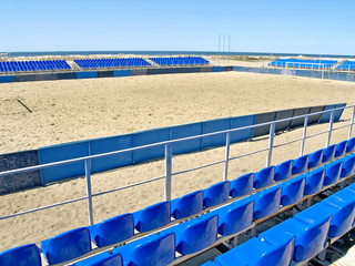 Playground at beach volleyball stadium in the village Yantarnyj. Kaliningrad region