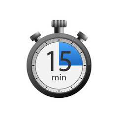Icon of a timer with 15 (fifteen) minutes on the white background. Vector illustration.