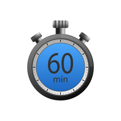 Icon of a timer with 60 (sixty) minutes on the white background. Vector illustration.