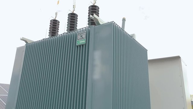 Transformer at a power plant, transformer at a solar power station
