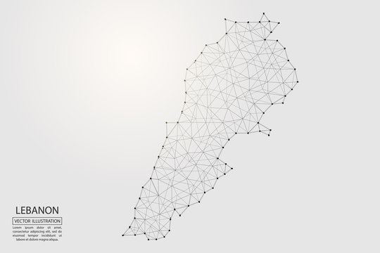 A map of Algeria consisting of 3D triangles, lines, points, and connections. Vector illustration of the EPS 10.