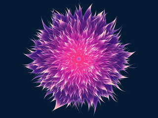 Abstract fluffy pink flower on dark blue background