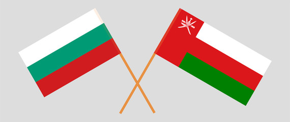 Crossed flags of Oman and Bulgaria