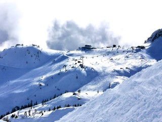 Fototapeta na wymiar ski resort in alps chamonix mont blanc, france europe, mountain fun happy