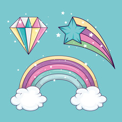 collection of cute and fantasy icons vector illustration design