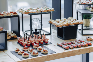 holiday salty buffet with various vegetables and meat flavors