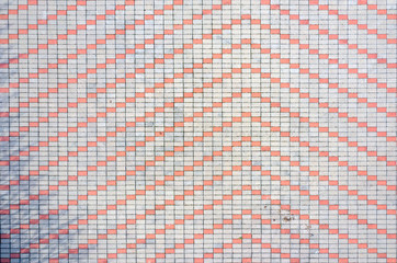 Red and white pavement tile top view