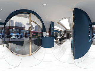 3d render of 360 degrees home living room