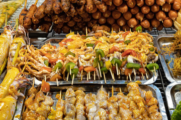 Detail of the street food at night market in Phu Quoc island, Vietnam