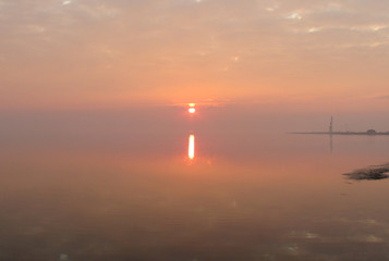 Naklejka premium winter seascape with fog