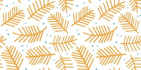 Simple seamless pattern of fir branches on a white background.