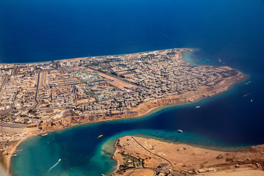 View of the Sinai through an airplane window