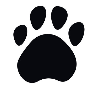 Сute paw icon isolated on white background .Simple composition. Print for textiles and posters of veterinary clinics.  I love animals, my pet, my dog and cat. Flat design. 