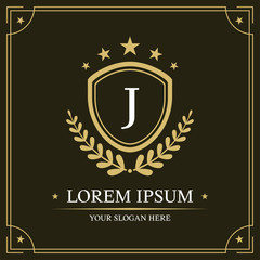 Luxury logo template, Initial letter type J, vector illustration