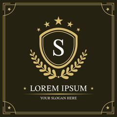 Luxury logo template, Initial letter type S, vector illustration