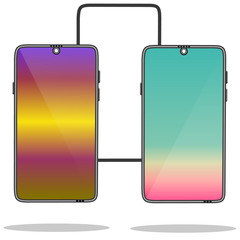 Drawing of a modern mobile phone, smartphone. Vector illustration isolated on a white background.