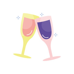 Isolated champagne cups flat style icon vector design