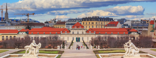 Naklejka na ściany i meble City landscape - view of the Lower Belvedere Palace and the park near it, in the city of Vienna, Austria