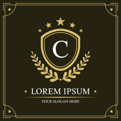 Luxury logo template, Initial letter type C, vector illustration