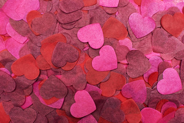 Fototapeta na wymiar Abstract background of many hearts in close-up. The concept of Valentine's day.