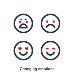 moody vector icon. changing emoticons silhouette symbol. Linear style sign for mobile concept and web design. mood symbol logo illustration.