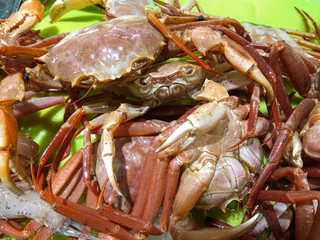 cangrejos rojos en caja verde