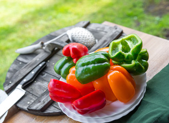 Raw fresh vegetables on white plate