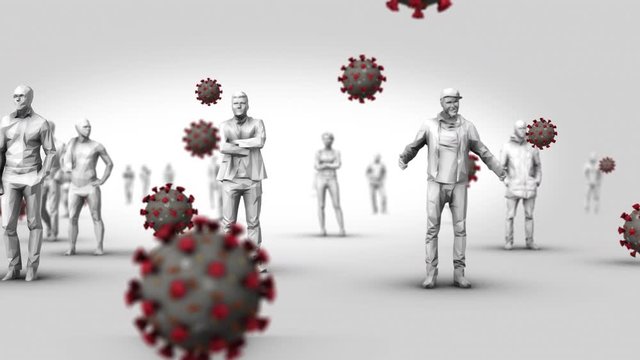 Coronavirus people slide sx man infected - 3D coronavirus in a white background