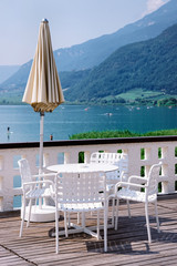 Obraz premium Luxury street restaurant at Caldaro Lake of Italy