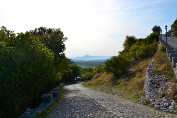 Walkway to Rozafa Fortress in Shkoder(Shkodra), Albania.