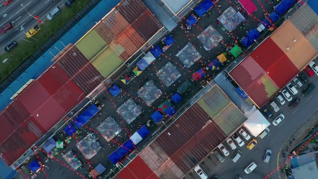 Aerial footage of local lifestyle during golden hour sunset in Foh Sang Kota Kinabalu, Sabah, Malaysia