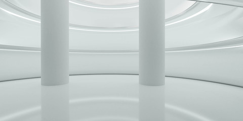 modern futuristic abstract white architecture background 3d render illustration with day lighting