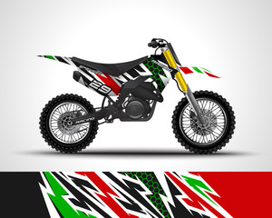 Obraz na płótnie Canvas Racing motorcycle wrap decal and vinyl sticker design. Concept graphic abstract background for wrapping vehicles, motorsports, Sportbikes, motocross, supermoto and livery. Vector illustration.