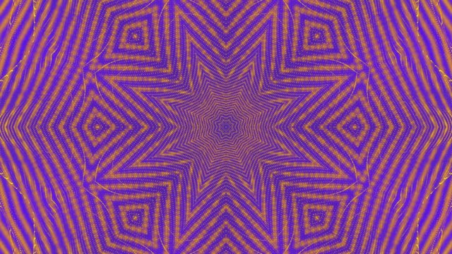 violet-yellow moving kaleidoscope patterns. Abstract looped animation. 3d render